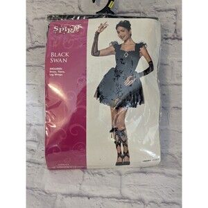 Spirit‎ Black Black Swan Tutu Dress, Leg Wraps, Tiara Size M 8-10 Ballet Witch
